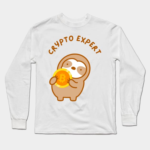 Cute Crypto Expert Sloth Long Sleeve T-Shirt by theslothinme